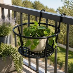 Sturdy Black Steel Hanging Plant Holder with 10kg Capacity