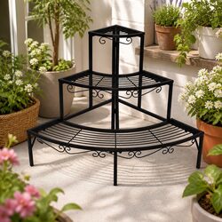 Durable 3-Tier Metal Plant Stand for Indoor & Outdoor