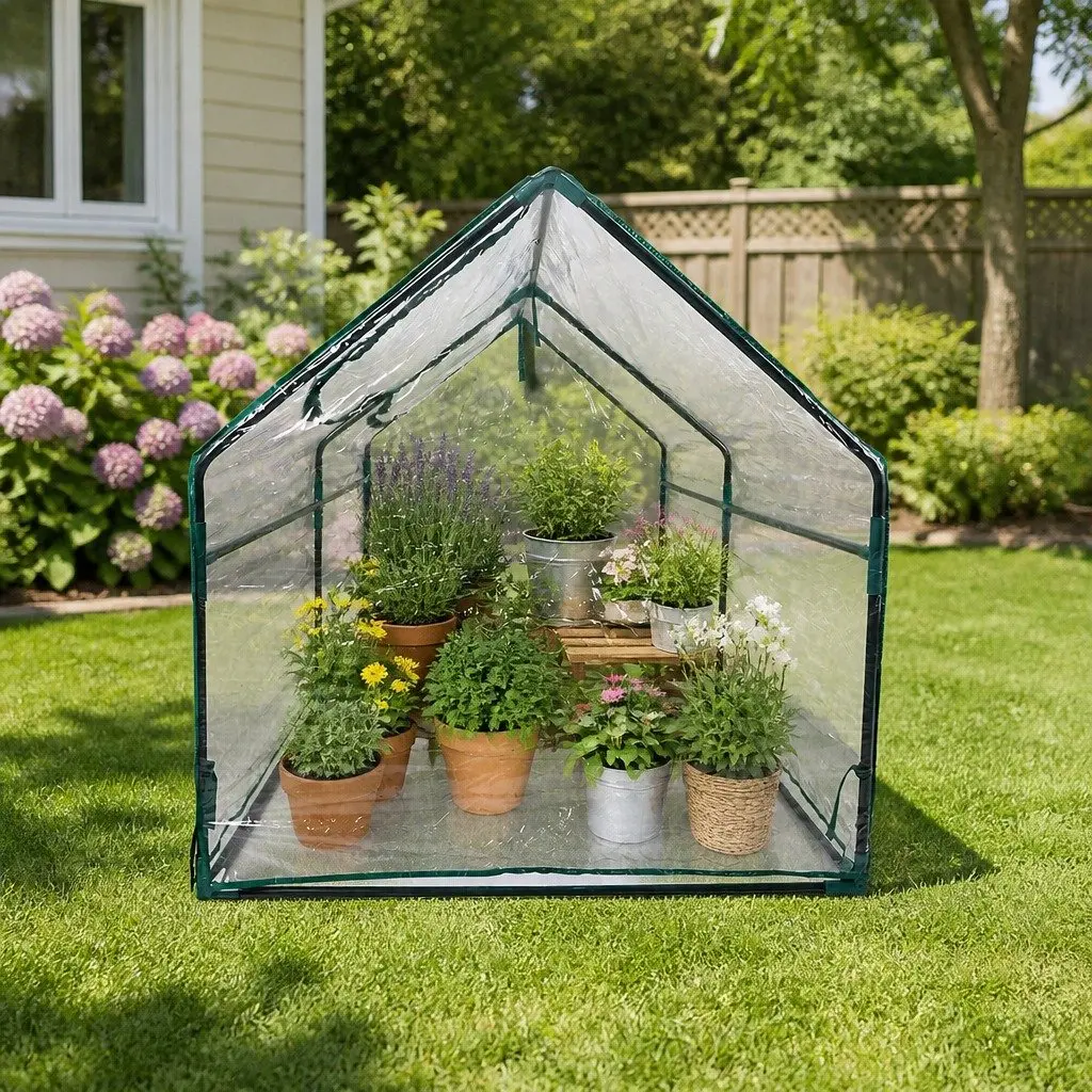 Greenhouse PVC 182cm x 92cm x 92cm Transparent Portable Flower Garden Shed Outdoor Plant Growing Protective Cover