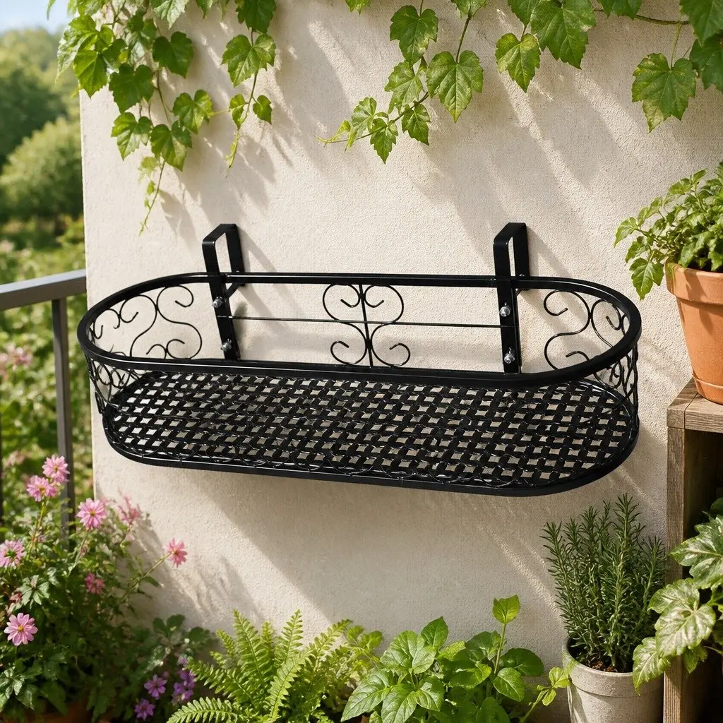 Black Oval Hanging Plant Stand for Indoor and Outdoor