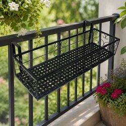 Black Rectangle Plant Stand for Indoor and Outdoor Use