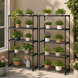 Durable 5 Tier Metal Plant Stand for Organizing Plants