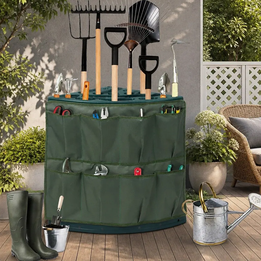 Garden Tool Rack PP Plastic 60cm x 60cm x 43cm Green