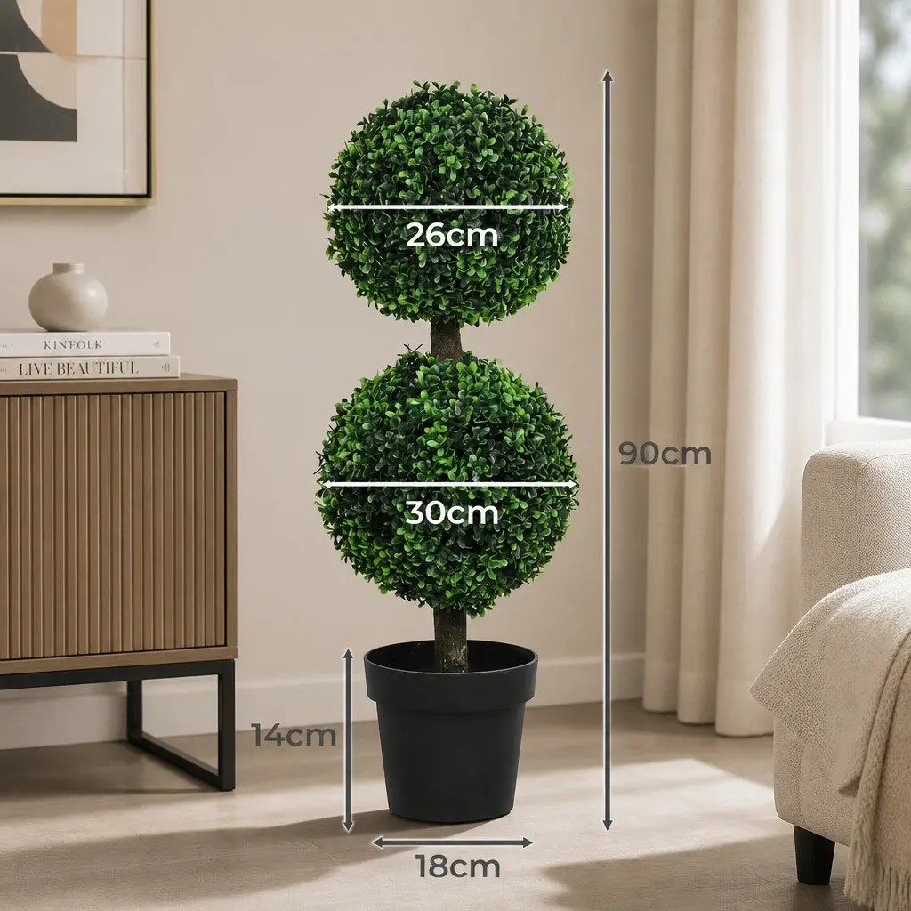 Artificial Double Ball Topiary Cedar Trees