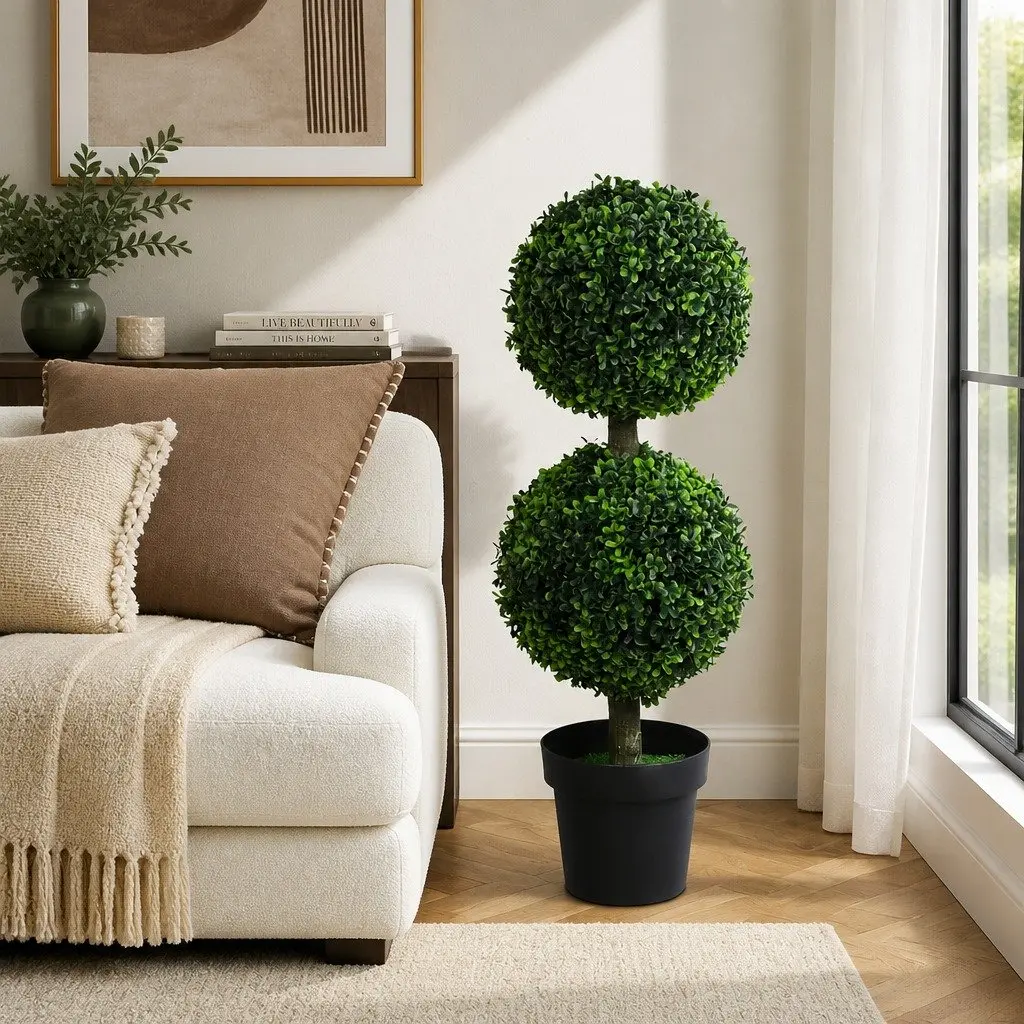 Artificial Double Ball Topiary Cedar Trees