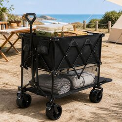 Double-Shelf Folding Wagon Cart with 400L Capacity