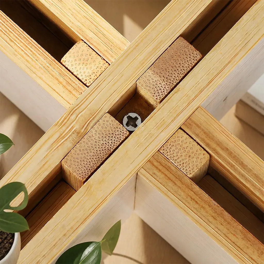 Bamboo Plant Stand Adjustable Expandable 23-30cm Natural Indoor Outdoor