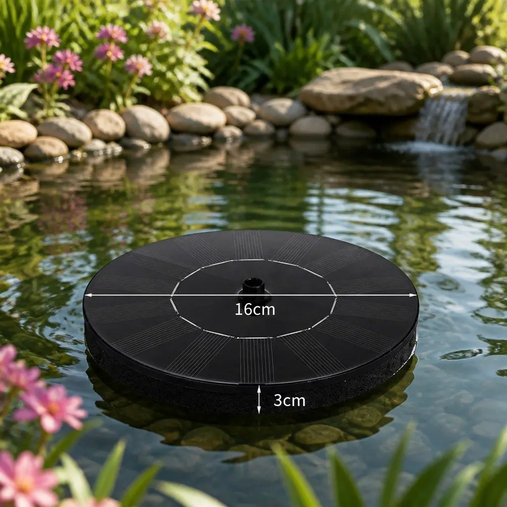 Floating Solar Fountain for Garden Ponds with Nozzle Kit