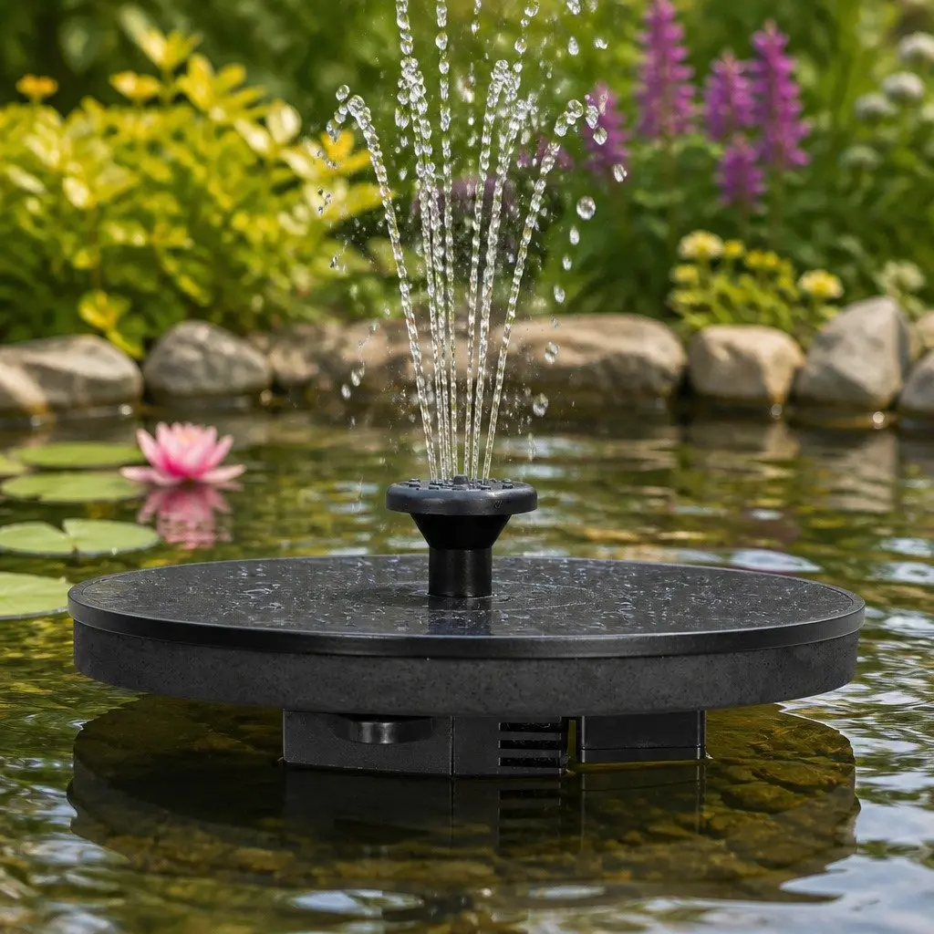 Floating Solar Fountain for Garden Ponds with Nozzle Kit