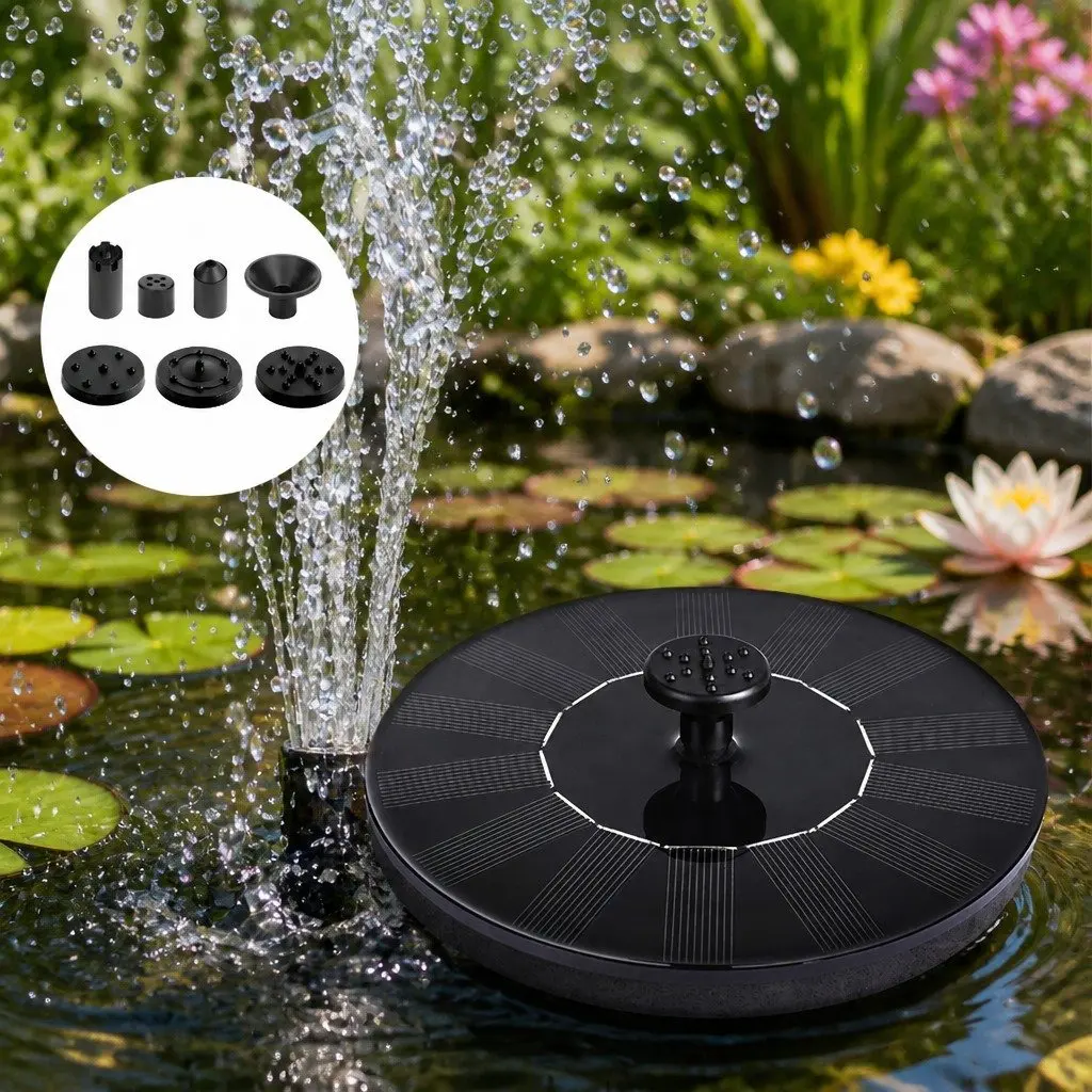 Floating Solar Fountain for Garden Ponds with Nozzle Kit