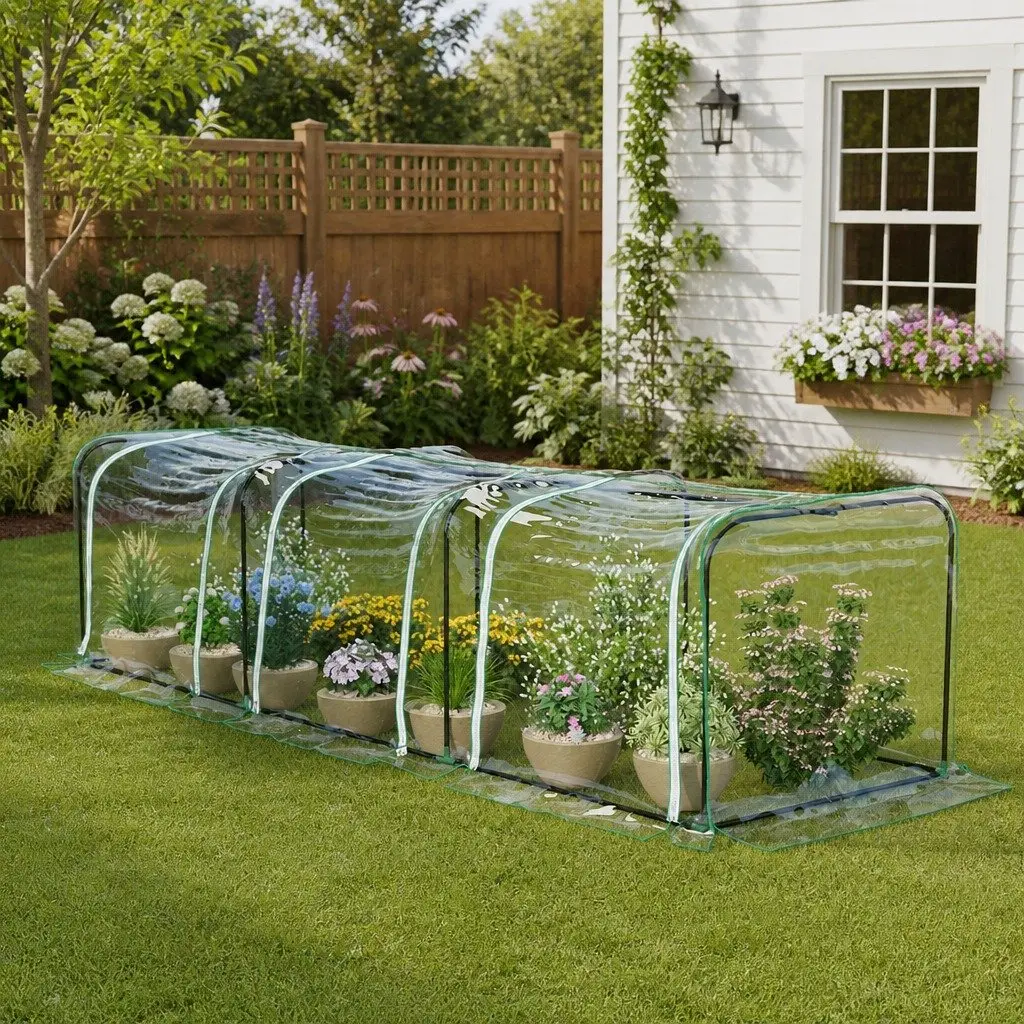 Greenhouse with Transparent PVC Cover for Plants