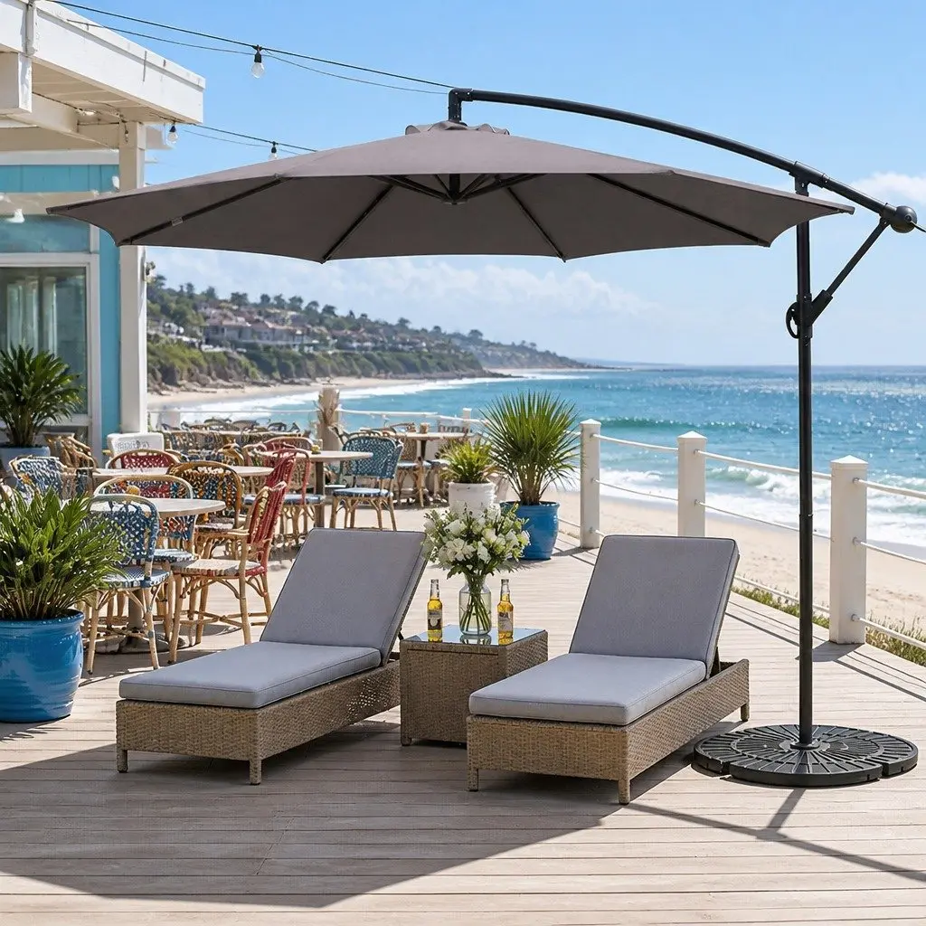 Outdoor Umbrella Polyester 3m Octagonal Grey