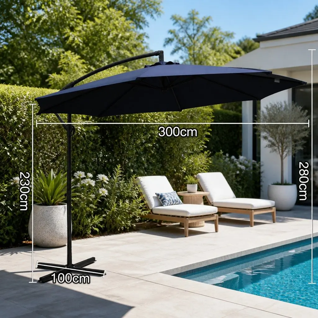 Navy Octagonal Cantilever Umbrella for Patios and Gardens