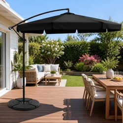 Durable 3m Outdoor Cantilever Umbrella with Portable Base