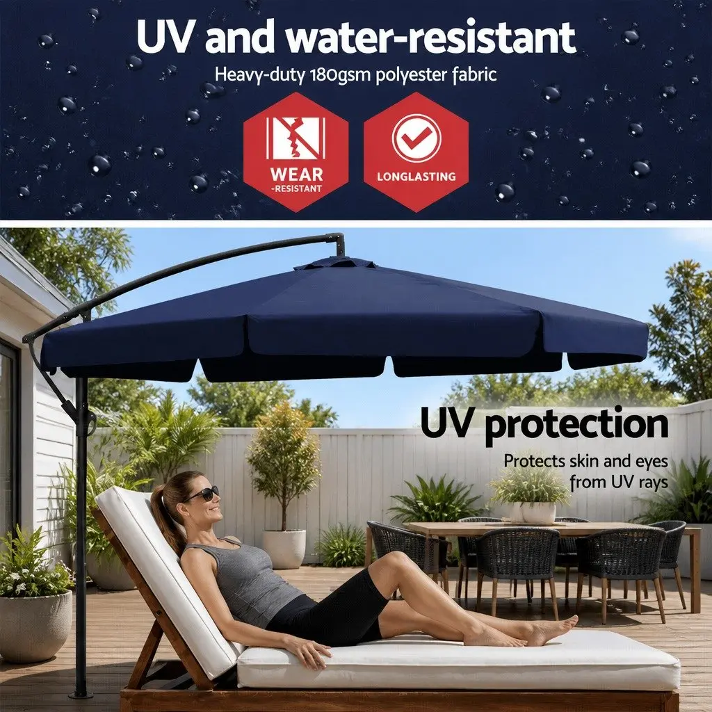 3m Octagonal Outdoor Cantilever Umbrella in Navy