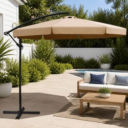 3m Beige Octagonal Cantilever Umbrella with UV Protection
