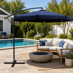 3m Navy Cantilever Umbrella with Side Post Design