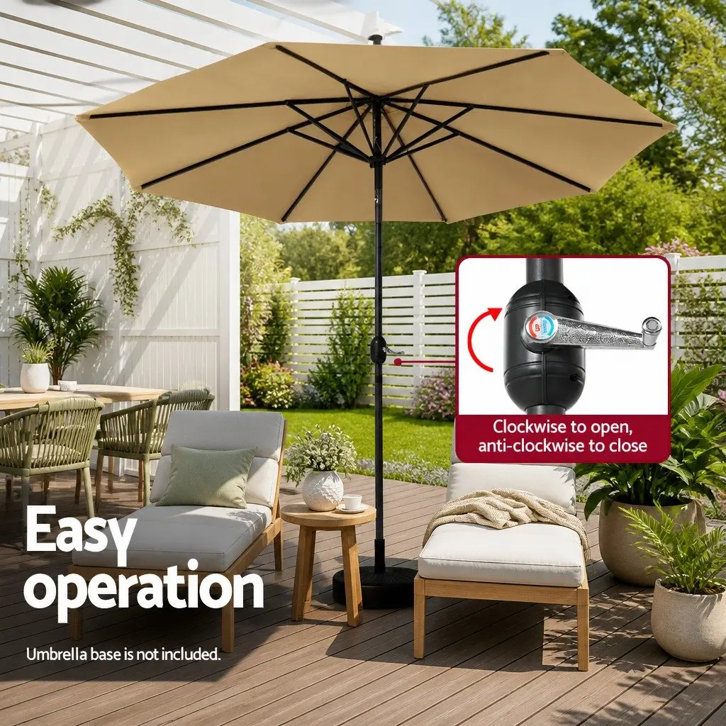 Outdoor Umbrella Polyester 2.7m Beige Octagon Canopy