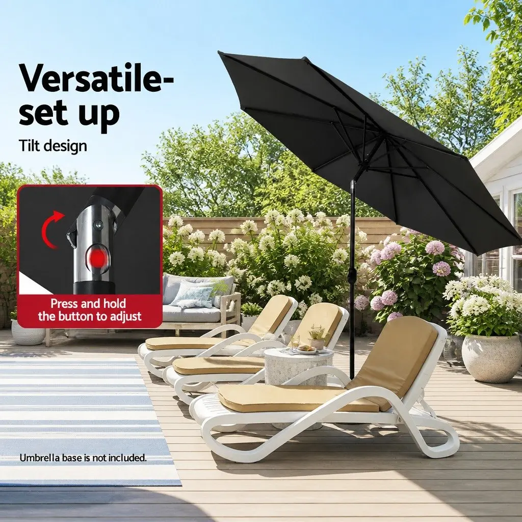 Outdoor Umbrella Polyester 2.7m Black Octagon Canopy