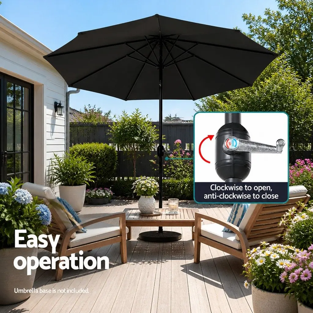 Outdoor Umbrella Polyester 2.7m Black Octagon Canopy