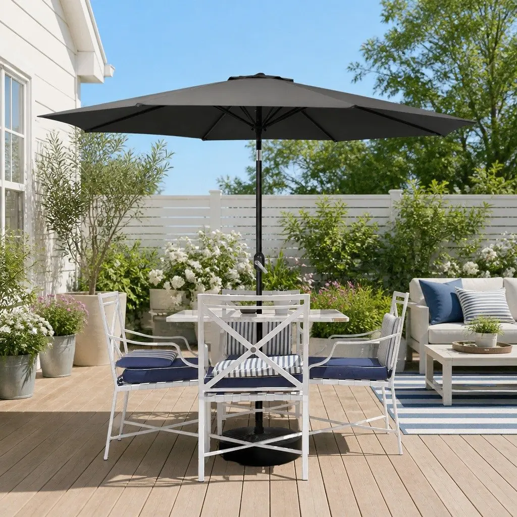 Outdoor Umbrella Polyester 2.7m Black Octagon Canopy