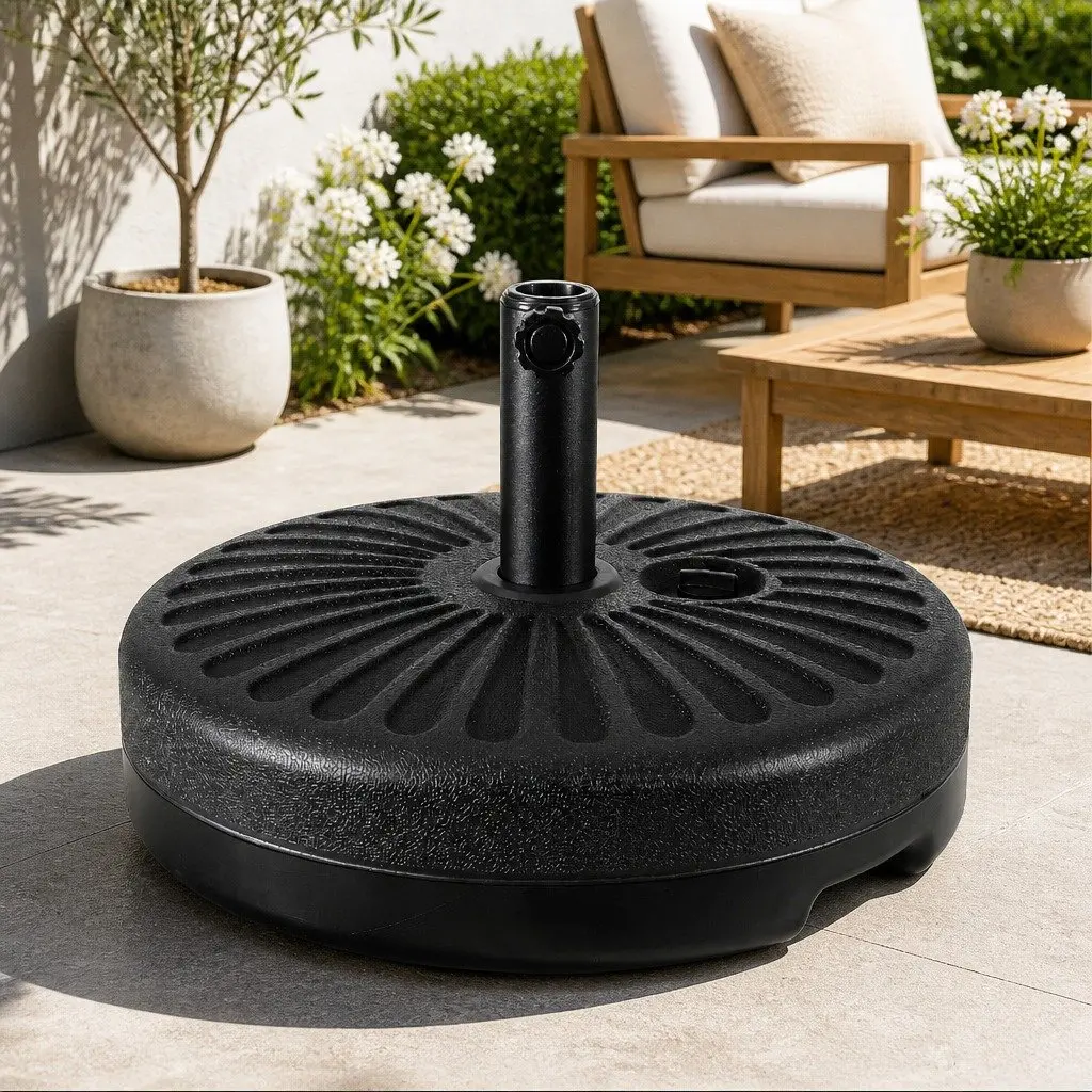 Outdoor Umbrella Polyester 3m Black Octagonal Canopy Wooden Frame