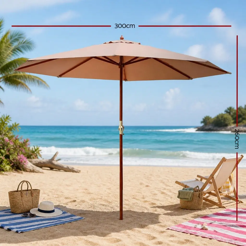 3m Outdoor Umbrella with Octagonal Canopy