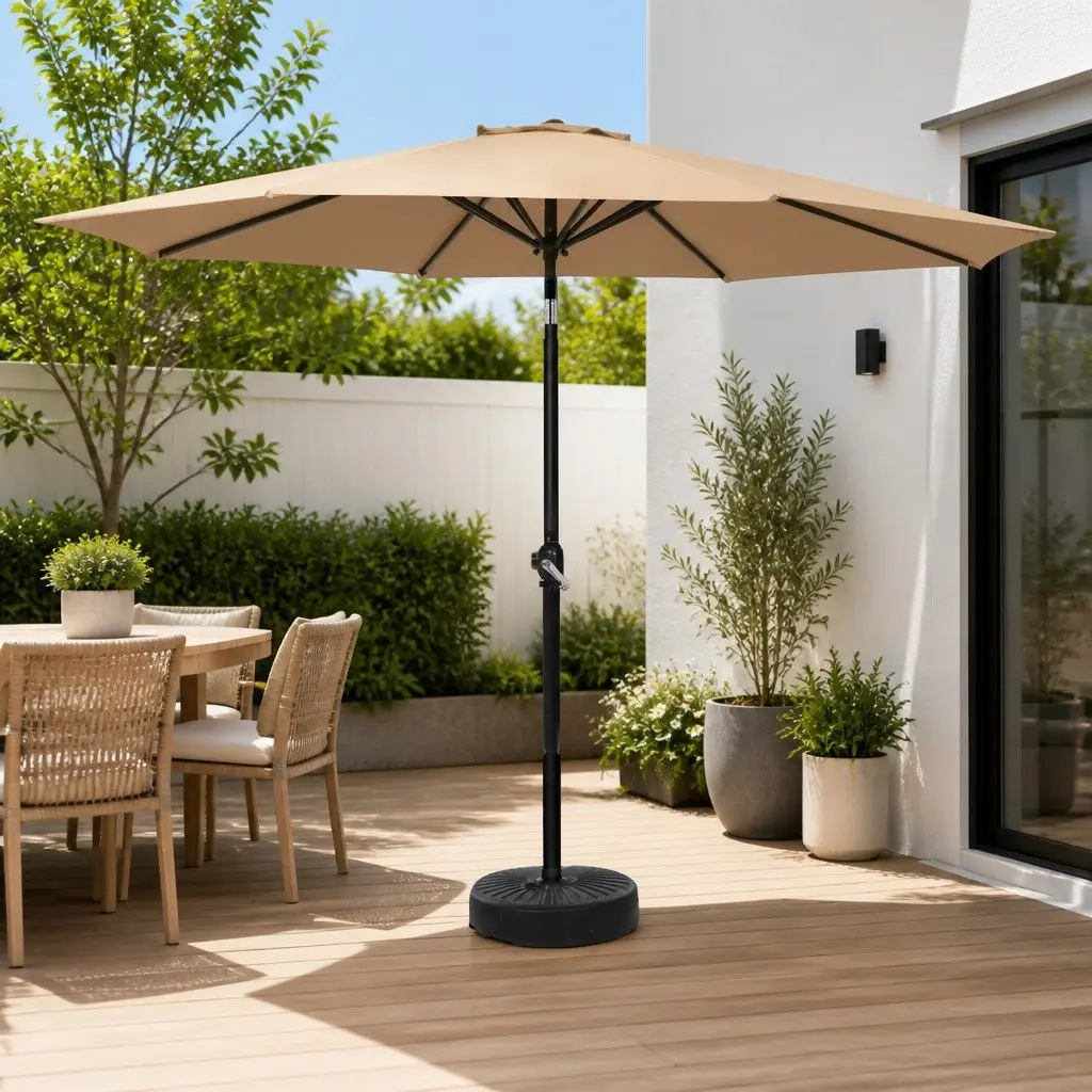 Outdoor Umbrella Polyester 3m Octagonal Beige