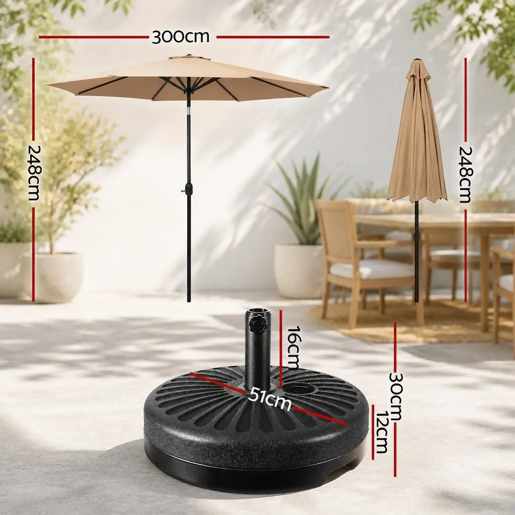 Outdoor Umbrella Polyester 3m Octagonal Beige