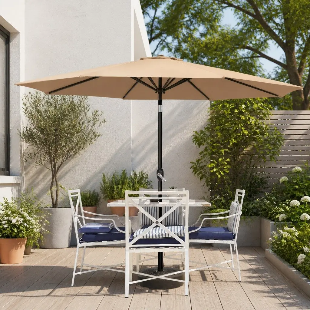 Outdoor Umbrella Polyester 3m Octagonal Beige