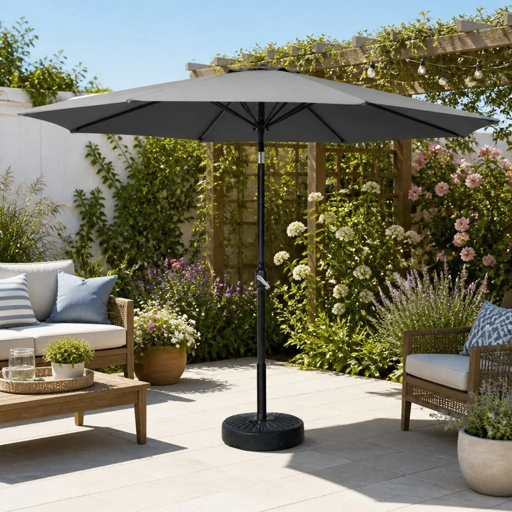 Outdoor Umbrella Polyester 3m Octagonal Charcoal