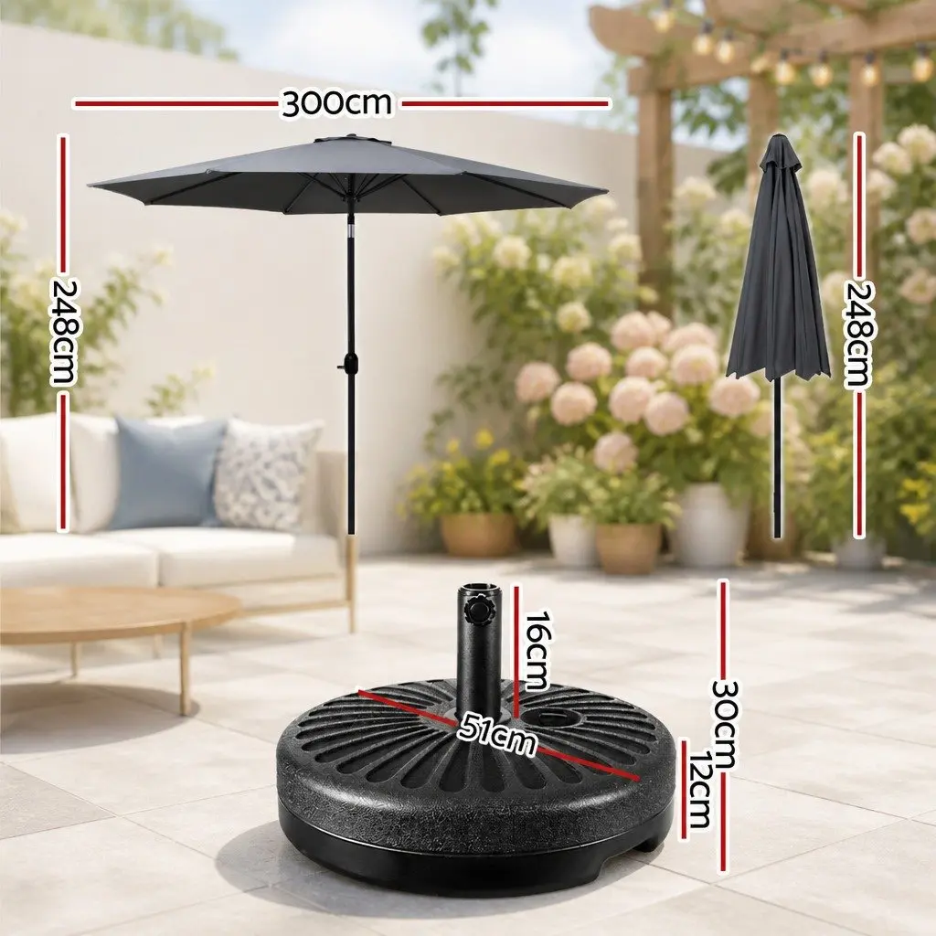 Outdoor Umbrella Polyester 3m Octagonal Charcoal