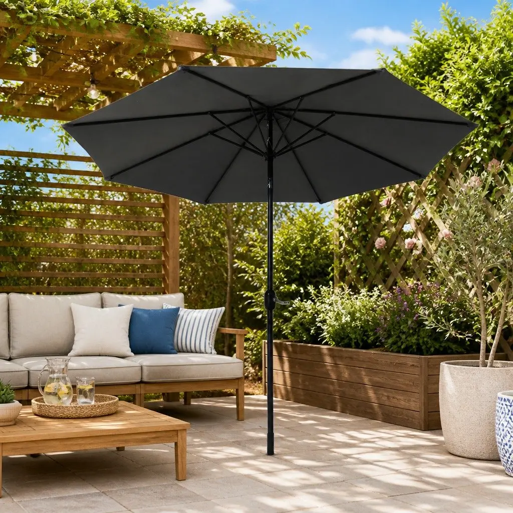 Outdoor Umbrella Polyester 3m Octagonal Charcoal