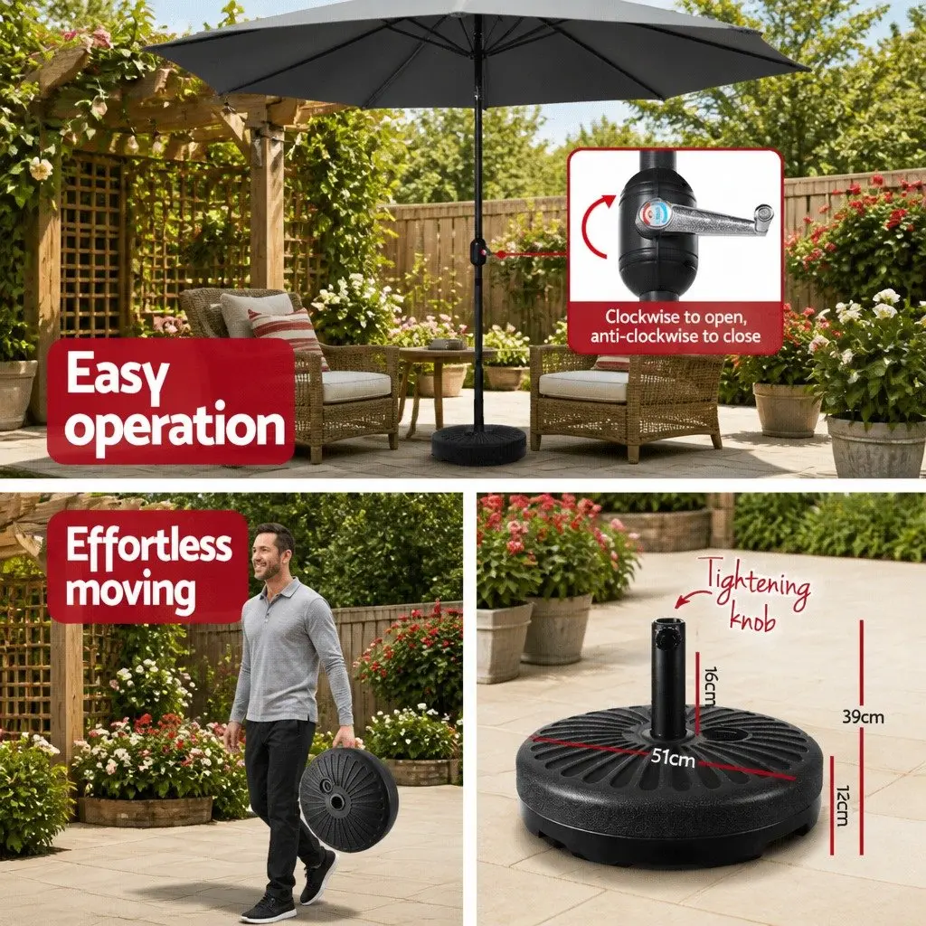 Outdoor Umbrella Polyester 3m Octagonal Charcoal