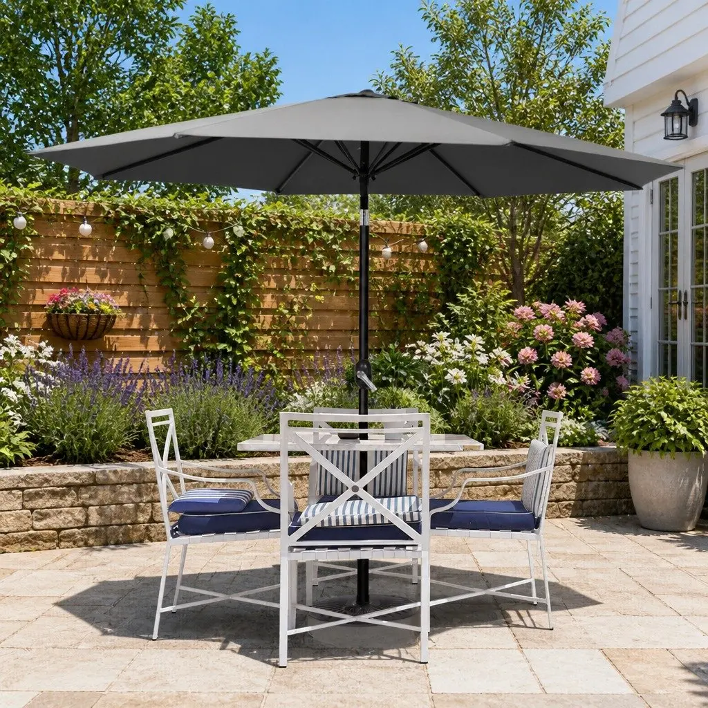 Outdoor Umbrella Polyester 3m Octagonal Charcoal