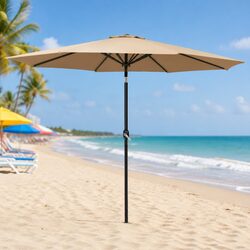 3m Octagonal Outdoor Umbrella with Tilt Function in Beige
