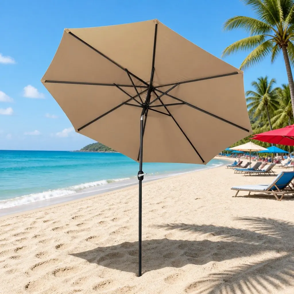 Outdoor Umbrella Polyester 3m Octagon Beige