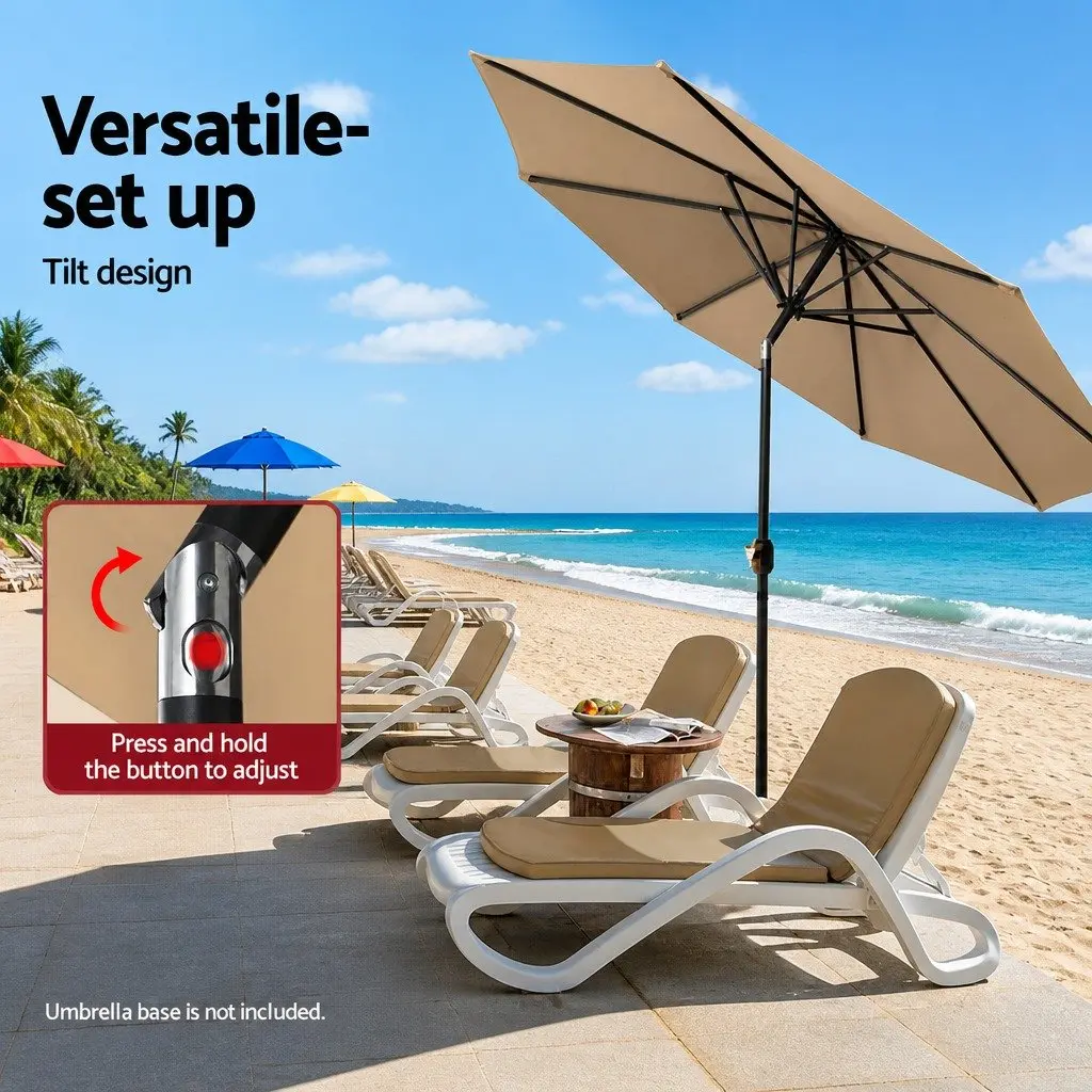 Outdoor Umbrella Polyester 3m Octagon Beige