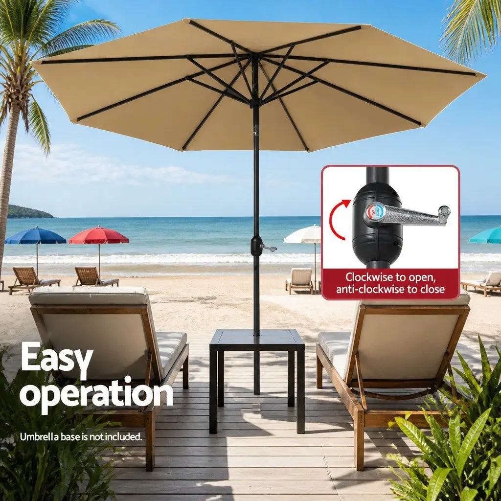 Outdoor Umbrella Polyester 3m Octagon Beige