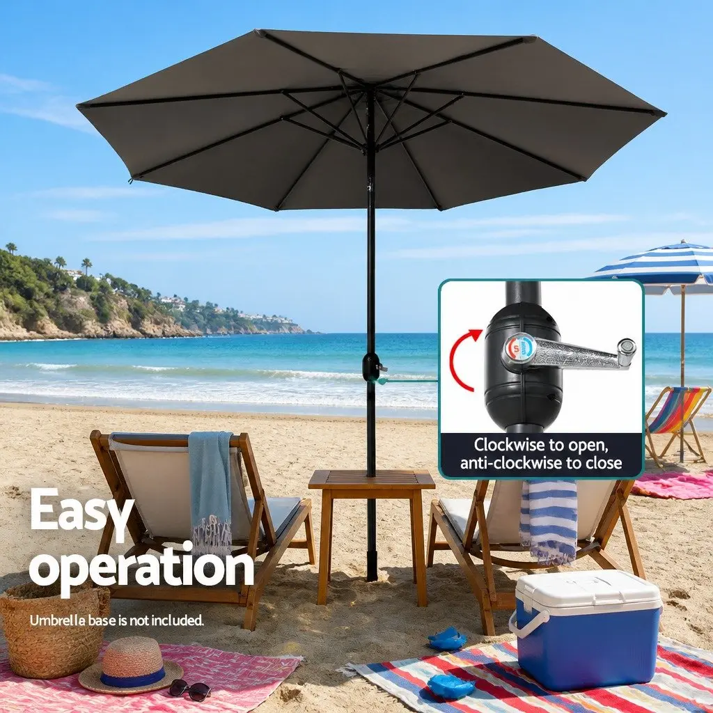 Outdoor Umbrella Polyester 3m Charcoal Octagon Canopy Tilt