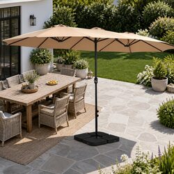 4.57m Premium Outdoor Umbrella with Sturdy Base Stand