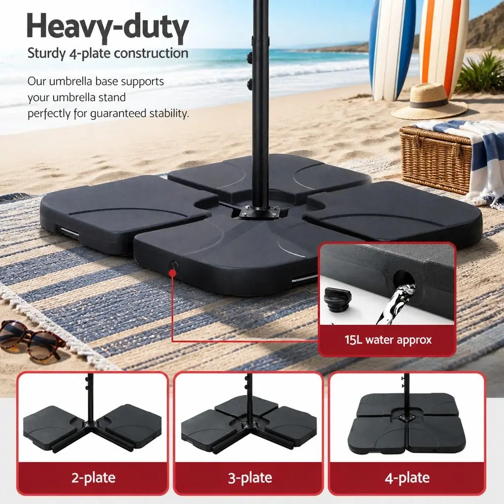 Outdoor Umbrella Polyester 4.57m Diameter Black with Base Stand
