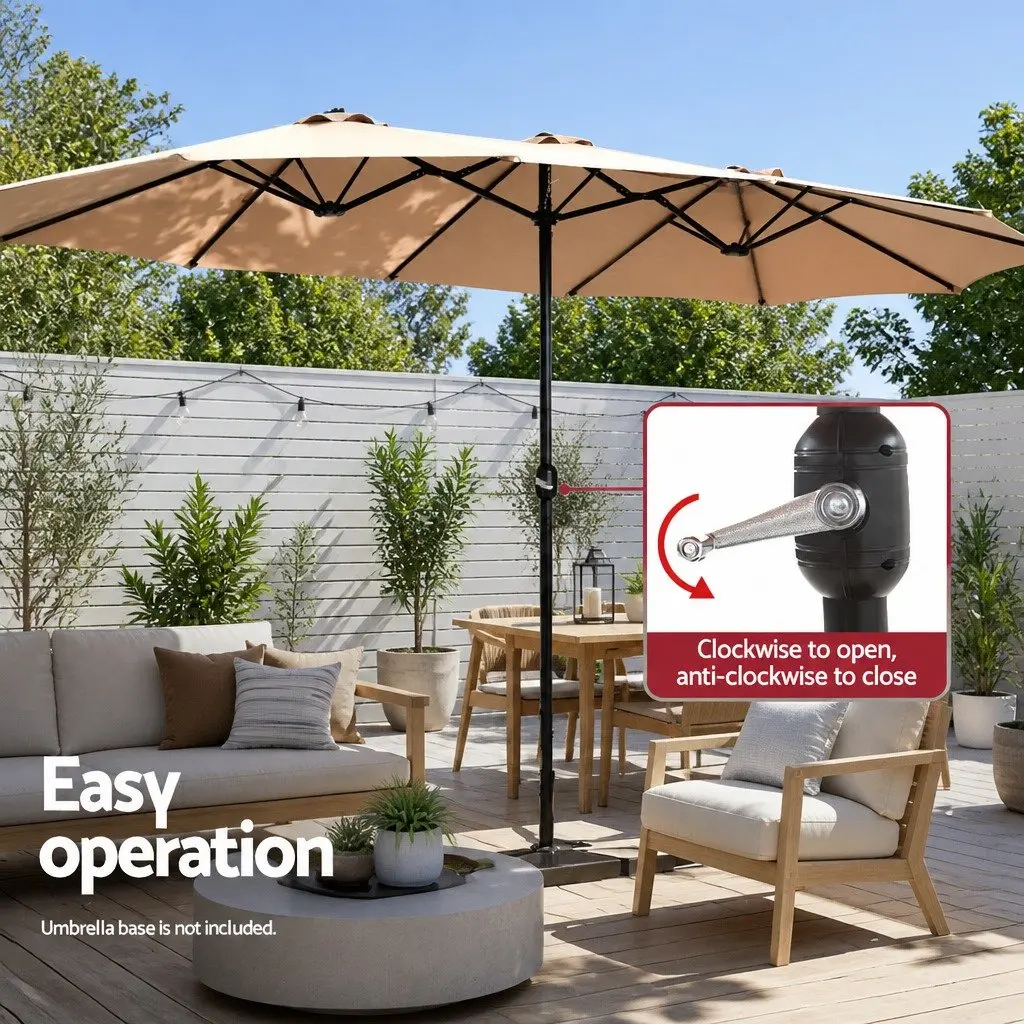 Outdoor Umbrella Steel 4.57m Beige Dodecagon Canopy