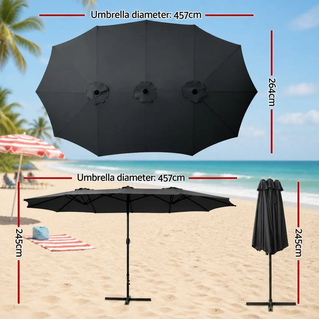 4.57m Centre Post Outdoor Umbrella in Black