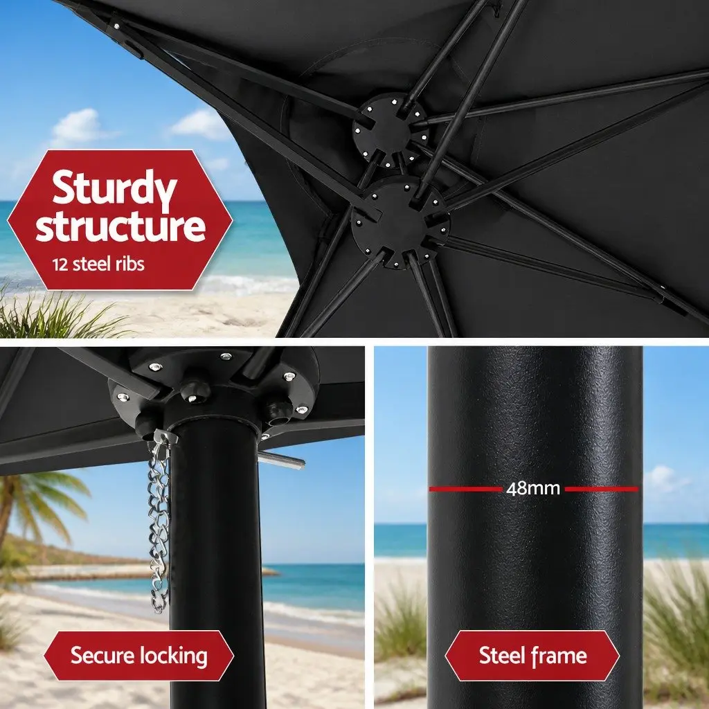 4.57m Centre Post Outdoor Umbrella in Black