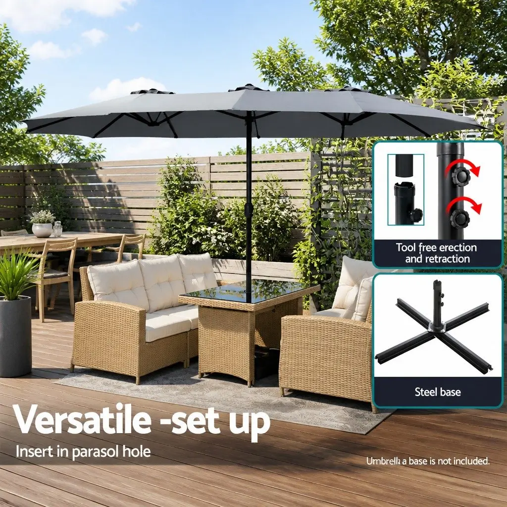 Outdoor Umbrella Polyester 4.57m Charcoal Dodecagon Canopy