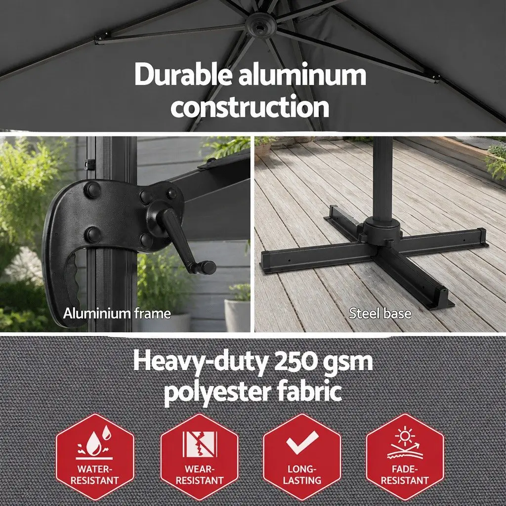Cantilever Umbrella Aluminium 3m Charcoal