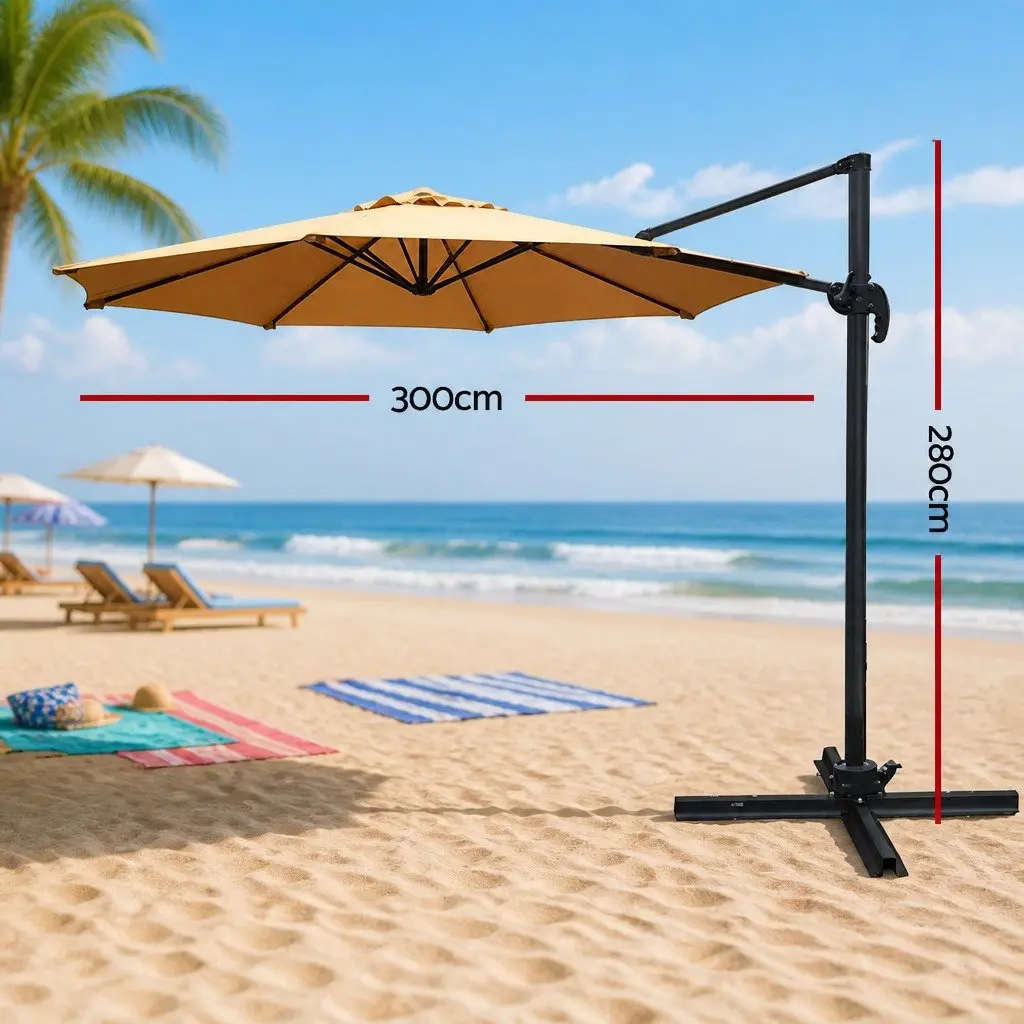 Outdoor Umbrella Polyester 3m Beige