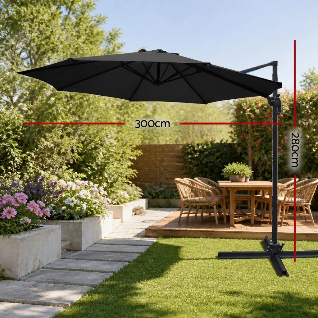 3m Outdoor Cantilever Umbrella with 360° Rotation