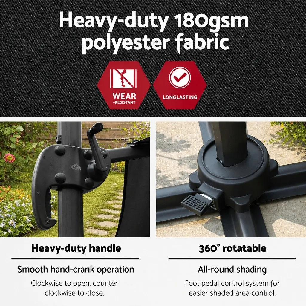 3m Outdoor Cantilever Umbrella with 360° Rotation